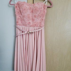 Papaya - Blush/peach strapless fit and flare dress